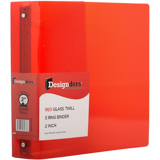 JAM Paper Designders® 2" Red Plastic 3 Metal Ring Binder